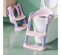 Toilet Potty Training Seat with Step Stool Ladder-粉紫色