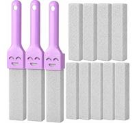 Toilet Pumice Stone with 1 Handle, 3 Pack - Heavy Duty Cleaning Pumice Stones for Toilet Bowl Limescale, Rust & Hard Water Stains | Safe on Porcelain, Sinks, Tiles & BBQ Grills