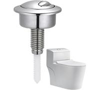 Toilet Push Button Flush Replacement Dual Flush Cistern Valve Round Flush Button Toilet Closestool Cistern Replacement Accessories for Bathroom UK Toilets Water Tank Repair (Silver)