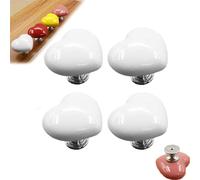 Toilet Push Button Flush Replacement, Simple Love Heart Shaped Colorful Plastic Toilet Tank Button Aid, Vintage Heart-Shaped Drawer Knobs, Door Handle Decor (White)
