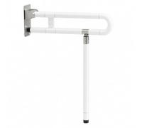 Toilet Rail with Locking Hinge Heavy Duty Stainless Steel Grab Bar Foldable Support Rail for Elderly Assistance, White, White, 75cm with Support Leg