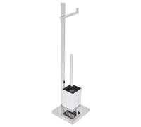 Beliani Toilet Roll and Brush Holder ULAPES Metal Silver, Silver