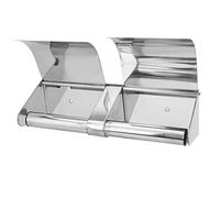 Toilet Roll Holder, Double Wall Mounted Toilet Paper Roll Holder Stainless Steel with Lock and Cover No Drilling Commercial Toilet Paper Dispenser(Sliver)