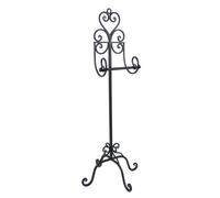 Toilet Roll Holder Free Standing Bathroom Storage Toilet Paper Holder | Cast Iron, Recycled Metal, Wide Footed Base, Vintage Style, Ornate, Scrolled Finish, Antique Brown, Freestanding