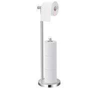 Toilet Roll Holder Free Standing,Bathroom Toilet Paper Holder with Heavy Base,Anti-Slip&Non-rust Chrome Toilet Roll Holder,2-in-1 Toilet Roll Stand Holds 4 Rolls Storage,Loo Roll Holder Free Standing