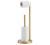 Toilet Roll Holder Free Standing, Foldable Brushed Brass Toilet Roll Holder, Gold Toilet Roll Stand Storage Stainless Steel Bathroom, FreeStanding Dispenser Holds