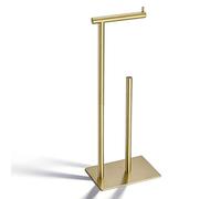 Toilet Roll Holder Free Standing, NEWRAIN Freestanding Toilet Roll Holder, Stainless Steel Toilet Roll Storage,Gold Bathroom Accessories