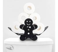 Toilet Roll Holder Free Standing - Novelty Toilet Paper Storage 7 Roll - Capacity Black Powder Coated Steel Modern Bathroom Accessories - Loo Roll Stand Funky Funny Design Home Decor (Gingerbread)