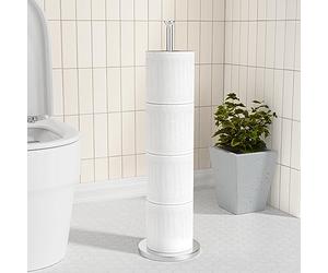 Toilet Roll Holder Free Standing: Silver Toilet Paper Storage Holder Stand for 4-6 Spare Rolls - Bathroom Toilet Roll Dispenser