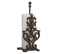Toilet Roll Holder Free Standing Toilet Paper Storage | Recycled Metal, Cast Iron, Antique Brown, Vintage Style, Bathroom Accessory, Fleur De Lys, Footed