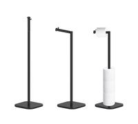 Toilet Roll Holder Free Standing with Heavy Duty Base, Stainless Steel Toilet Roll Holder for 6 Rolls, Stylish Chrome Finish, Practical Design Toilet Roll Storage Stand for Bathroom (Black)