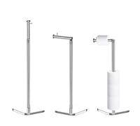 Toilet Roll Holder Free Standing with Heavy Duty Base, Stainless Steel Toilet Roll Holder for 6 Rolls, Stylish Chrome Finish, Practical Design Toilet Roll Storage Stand for Bathroom (Silver)
