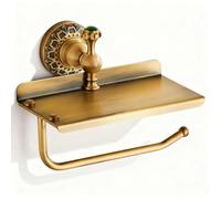 Toilet Roll Holder, NEWRAIN Vintage Bathroom Toilet Paper Holder with Shelf, Solid Brass RV Tissue Roll Holder Wall Mounted, Antique Commercial Farmhouse Toilet Paper Dispenser