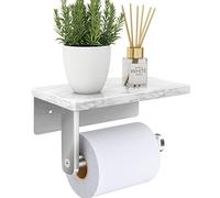 Toilet Roll Holder Wall Mounted, Gypie 304 Stainless Steel Toilet Paper Holder with Marble Shelf, Rustproof Matt Brushed Nickel Tissue holder for Bathroom