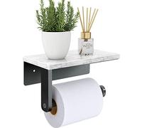 Toilet Roll Holder Wall Mounted, Gypie 304 Stainless Steel Toilet Paper Holder with Marble Shelf, Rustproof Matt Black Tissue holder for Bathroom