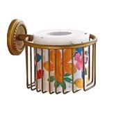 Toilet Roll Holder Wall Mounted, Paper Vintage Brass Tissue Wire Basket Dispenser Tissue Paper for Bathroom Storage, Bronze