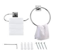 Toilet Roll Holder Wall Mounted Stainless Steel Towel Ring Towel Holder & Chrome Toilet Paper Holders Bath Towel Storage Mount Stand for Bathroom