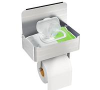 Toilet Roll Holder Wall Mounted with Wipes Storage Box, Gypie 304 Stainless Steel Toilet Paper Holder with Shelf, Rustproof Matt Brushed Nickel Tissue holder for Bathroom, 3-in-1 multifunction