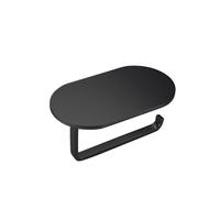 Toilet Roll Holder with Oval Shelf, Wall Mounted Paper Storage, Tissue Dispenser, Copper, for Bathroom Kitchen, Modern Simple Loo Holder, Chrome/Matte Black