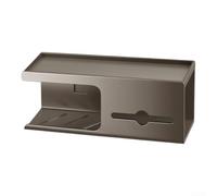 Toilet Roll Holder with Shelf Wall Mounted No Drilling - for gunmetal Grey Storage Box for Bathroom - Dual Mount Carbon Steel 35cm