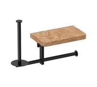 Toilet roll holder With wooden shelves, Toilet Roll Holder Wall Mounted, Self Adhesive Toilet Roll Holder, No Drill Bathroom Accessories, Toilet Tissue Holder for Bathroom or Kitchen