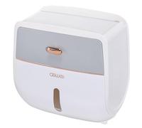 Toilet Roll Holders,Wall Mount Shelf Full Cover Toilet Paper Holder With Drawer & Shelf,Adhesive No Drilling Visualisation Of Drawer/Roll Usage Dust Holder For Bathroom/Toilet 210x110x215mm White