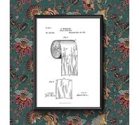 Toilet Roll Paper 1891 Patent Bathroom Wall Art Print Poster Home DŽcor A5/A4/A3/A2 Framed/Unframed (A4 Framed - Black Frame)