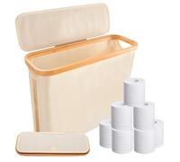 Toilet Roll Storage,Bathroom Storage Box Holder Stand with Lid,Toilet Paper Basket Cabinet,Toilet Roll Holder Storage Stand, Toilet Paper Holder for up to 12 Mega Rolls,17.13 * 5.71 * 13.78in (Beige)