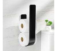 Toilet Roll Storage Holder Wall Mounted for 3 Rolls, Metal Black Self Sdhesive Spare Ioo Roll Storage Stand for Bathroom,1 PCS