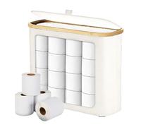 Toilet Roll Storage - PVC See-Through Extra-Large Paper Organizer Box With Lid, Bathroom Cabinet Vertical Basket Rack Holder, Fits Up To 12 Rolls, Space-Saving Toilet Paper Storage Container