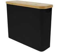 Toilet Roll Storage with Side Window Large Toilet Paper Basket Holds up to 12 Roll Paper 45x35x15cm Bathroom Organizer Bin with Bamboo Lid Multi-Purpose Foldable Cleaning Tidy Box(black)