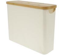 Toilet Roll Storage with Side Window Large Toilet Paper Basket Holds up to 12 Roll Paper 45x35x15cm Bathroom Organizer Bin with Bamboo Lid Multi-Purpose Foldable Cleaning Tidy Box(Beige)
