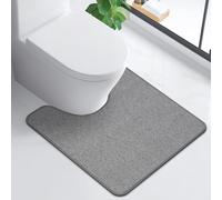 Toilet Rugs U Shaped Washable 24x20, Ultra Thin Toilet Rug Super Absorbent, Toilet Mat Rubber Backing Non-Slip, Toilet Mats Machine Washable Dry Quickly, Contour Bathroom Rugs for Toilet-Grey