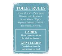 Toilet Rules: Blue Metal Wall Sign - Inspirational Art Fun.