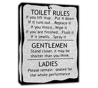 Toilet Rules BW Home Bathroom Wall Art Picture Print On Framed Canvas 20’’ x 12" inch(50x 30 cm) -18mm Depth