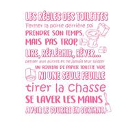 Toilet Rules French Bathroom Washroom Toilet Wall Vinyl Sticker Decor 34x40.7cm Removable Without Leaving Glue Pink