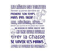 Toilet Rules French Bathroom Washroom Toilet Wall Vinyl Sticker Decor 51x61.1cm It Won't Fall Off DarkBlue