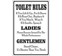 Toilet Rules Funny Bathroom Tin Metal Sign Metal Wall Door 8X12 Inch