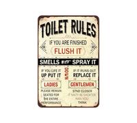 Toilet Rules If You Are Finished Flush It Smells Spray It If You Life Vintage Poster Tin Sign Bathroom Garden Retro Store Cafe 8X12 Inch Retro Look Metal Poster Sign For Home Farm Garage Wall Decor