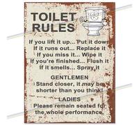 Toilet Rules Metal Bar Sign Father's Day Gift Logo Man Cave Tin Metal Sign Vintage Hanging Wall Plaque Kitchen Garden Shed Garage Funny Retro UK Small (15cm x 10cm)