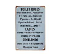 Toilet Rules Metal Bar Sign - Retro Vintage Tin Sign for Bar Cafe Garage Wall Home Decor 20 x 30 cm (8 x 12 Inches)