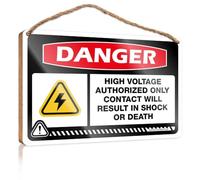 Toilet Rules Sign For Bathroom Danger Keep Out High Voltage Authorized Only Wooden Sign Bar Signs For Home Bar Funny Bathroom Signs(15X28CM)