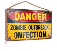Toilet Rules Sign For Bathroom Zombie Outbreak: A Dangerous Infection Alert Wooden Sign Fall Porch Decorations Outdoor Garden Gifts(23X35CM)
