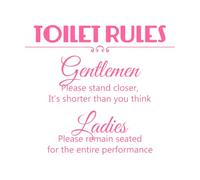 Toilet Rules Sign Quotation Bathroom Wall Vinyl Sticker Decor 51x59cm Multiple Size Options Pink