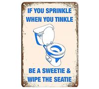 Toilet Rules Vintage Metal Sign If You Sprinkle When You Tinkle Funny Bathroom Rules Wall Art Decor Rustic Tin Signs Metal Poster For Home Toilet Bathroom Man Cave Club Cafe Decor 14x20cm