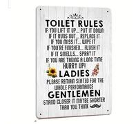 Toilet Rules Warning Metal Sign, Funny loo Sign You never Know, Ladies Gentlemen Scottish highlander Cow Funny Bathroom Decor (Toilet Rules)