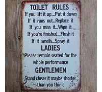 Toilet Rules Warning Sign Metal Tin Sign Bar Cafe Garage Wall Decor Retro Vintage Vintage Tin Sign 7.8 * 11.8 Inch(L * W)
