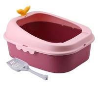 Toilet Safe Durable Cat Litter Box Toilet Open Top Pet Litter Tray Kitty Litter Pan For Indoor Cats With Cat Litter Scoop Odor Control(Pink)