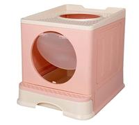 Toilet Safe Durable Cat Litter Box With Lid And Scoop Enclosed Top Entrance Anti-Splashing Toilet For Cats Odor Control(Pink)