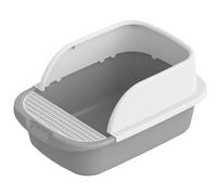Toilet Safe Durable Cat Sand Box Container Toilet With Scooper Pet Litter Tray For Medium Large Cats Rabbit Odor Control(Grey)